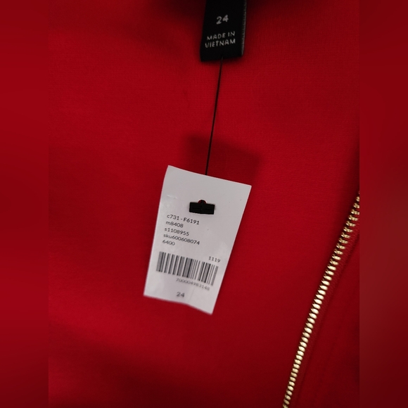 NWT Lane Bryant Red Ponte Zip Long Sleeve Peplum Top Size 24 - Picture 3 of 3